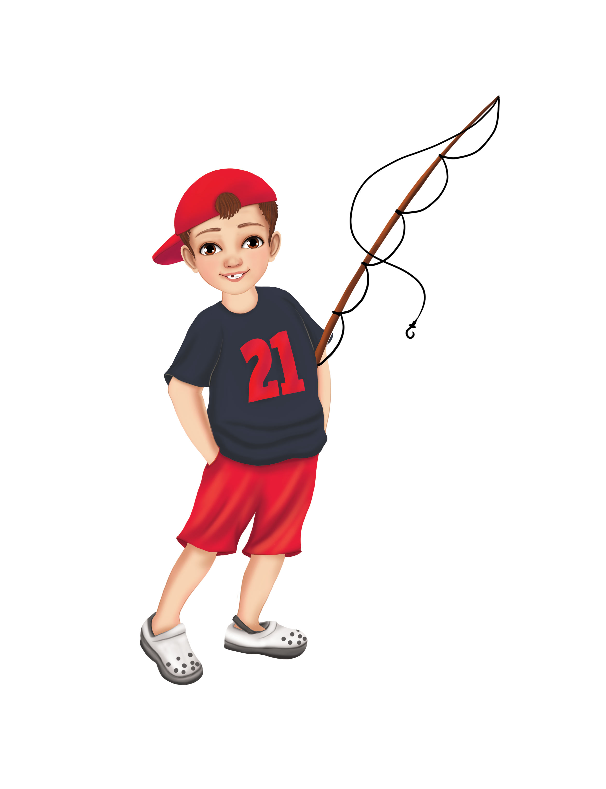 Kash holding a fishing pole